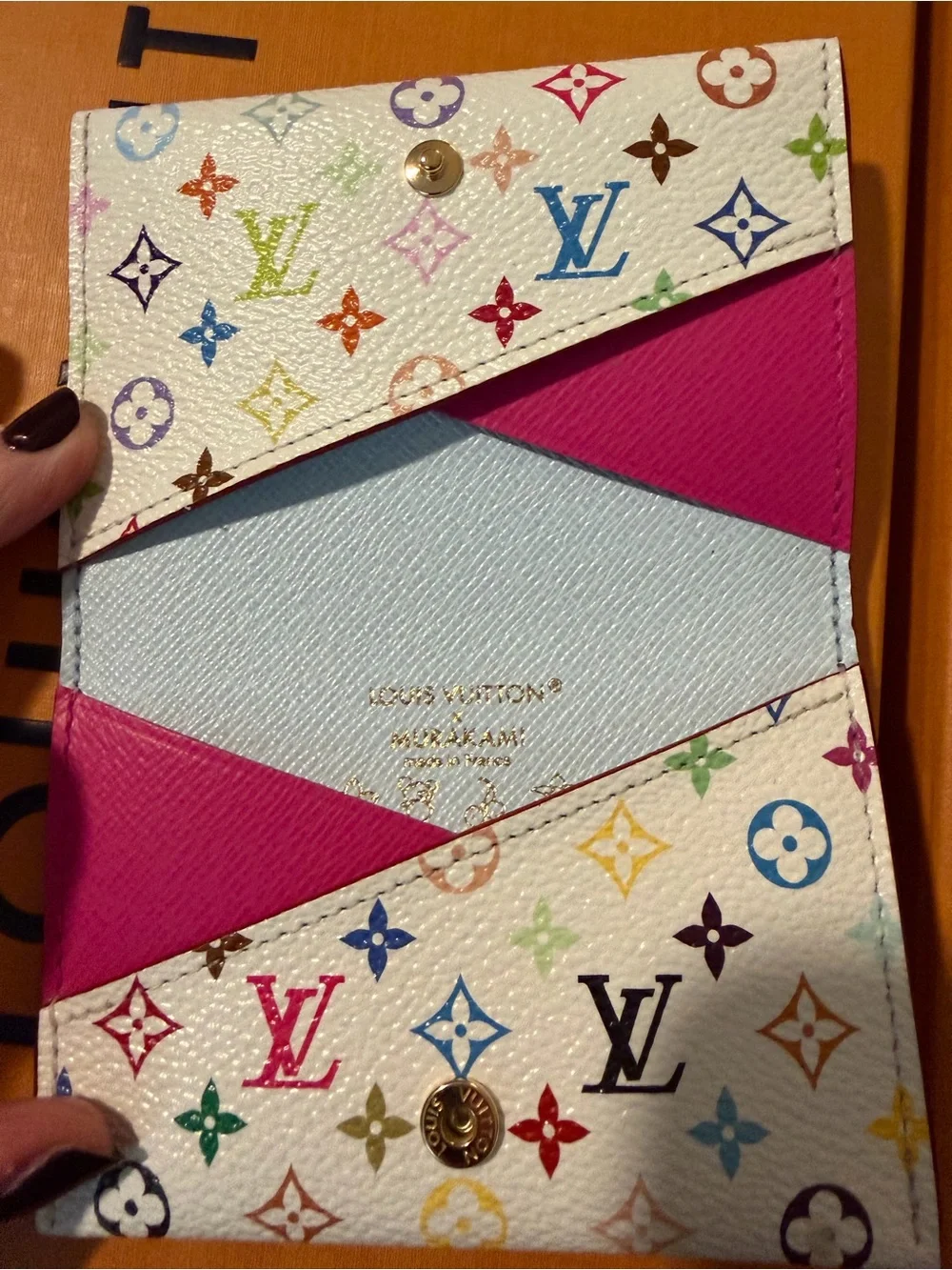 Louis Vuitton White Multicolor Monogram slim card holder